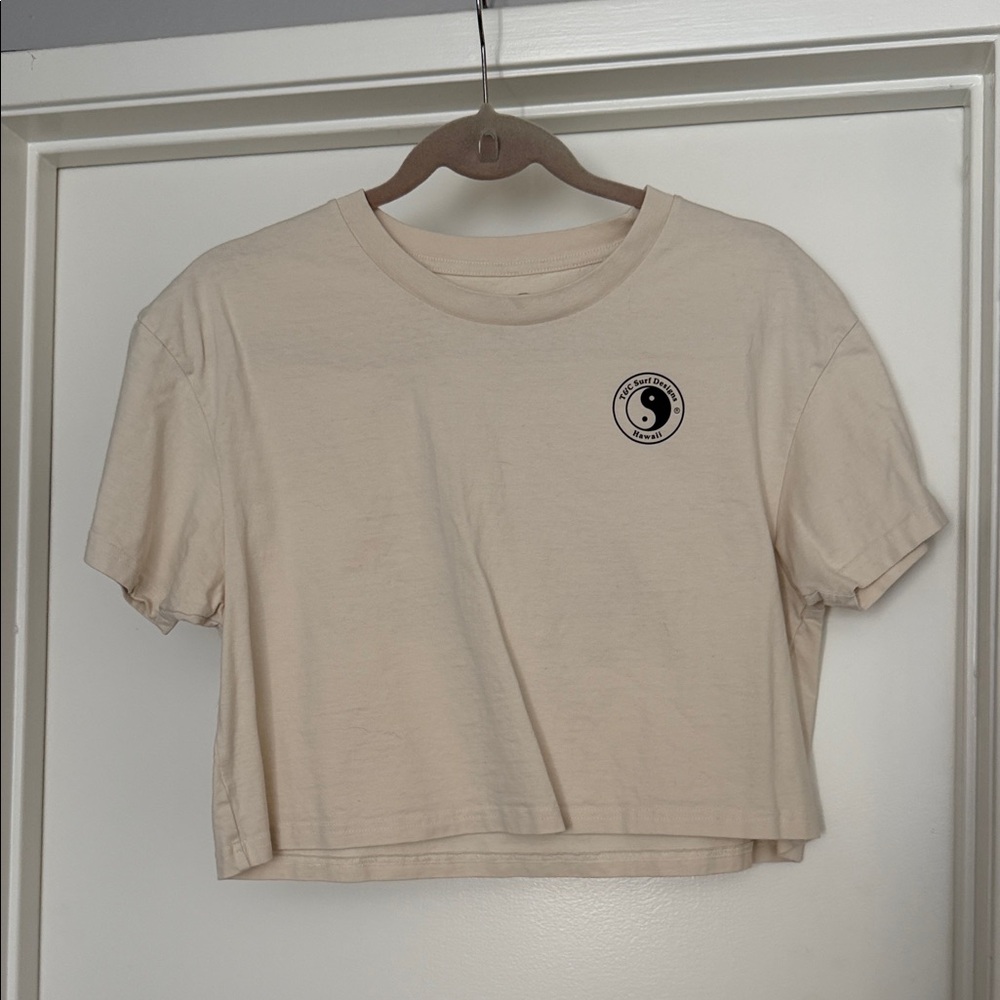 Cream Crop Top with Yin Yang Design